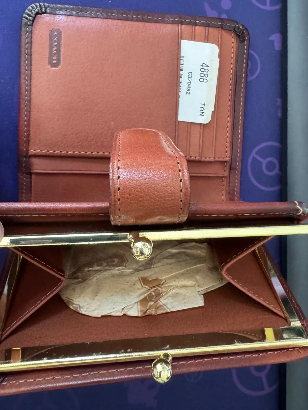 Coach Tan Leather Snap Wallet